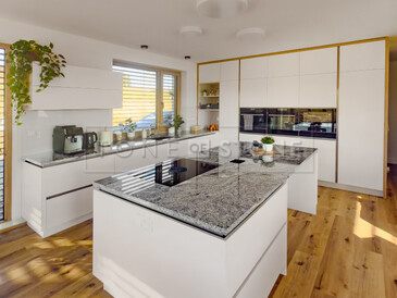 Moderní kuchyně s kamennou pracovní deskou ze žuly Viscount White Moderní kuchyně s kamennou pracovní deskou ze žuly Viscount White
